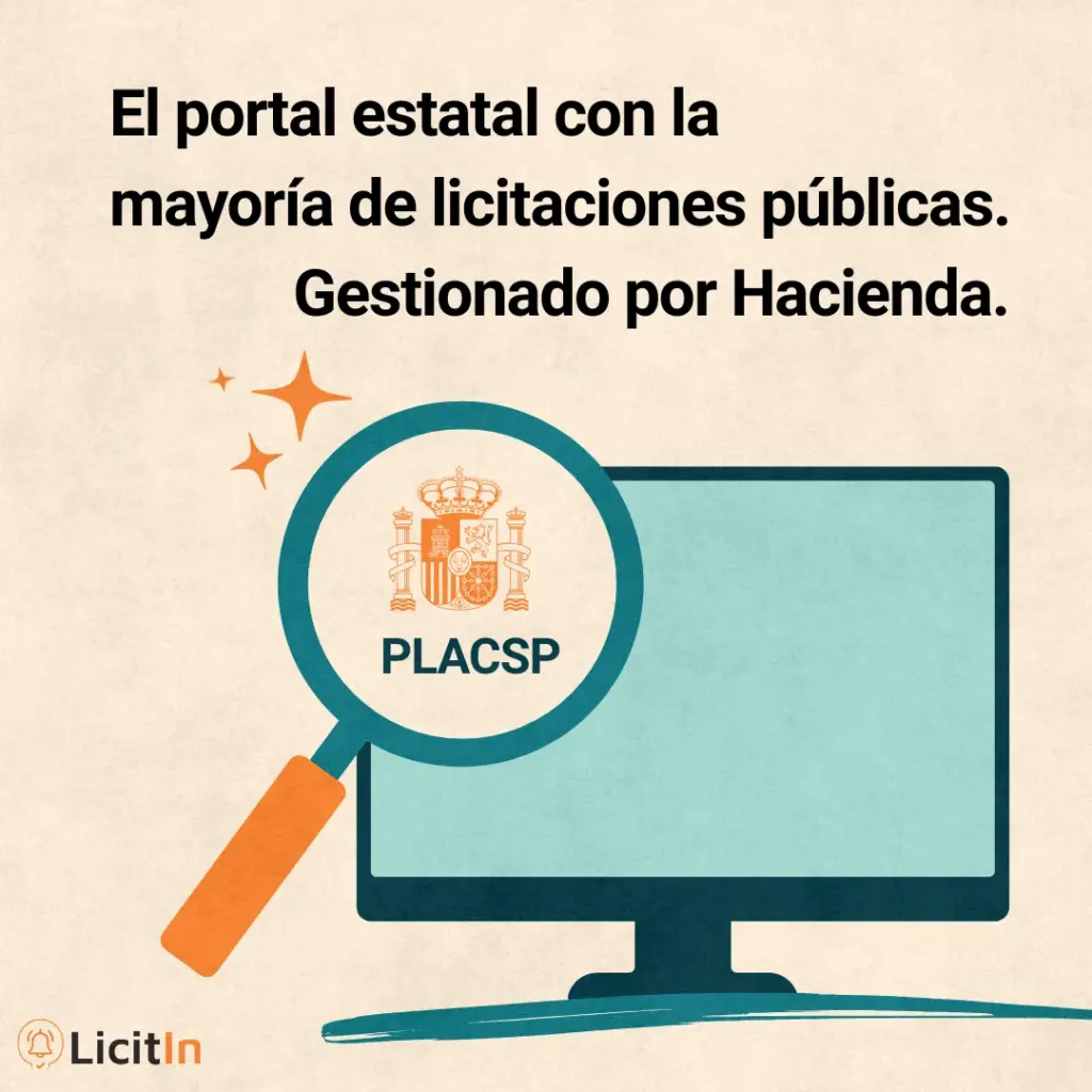 ¿Dónde se publican las licitaciones públicas en España? LicitIn (InferIA) – Visual de la plataforma PLACSP, portal estatal gestionado por Hacienda.