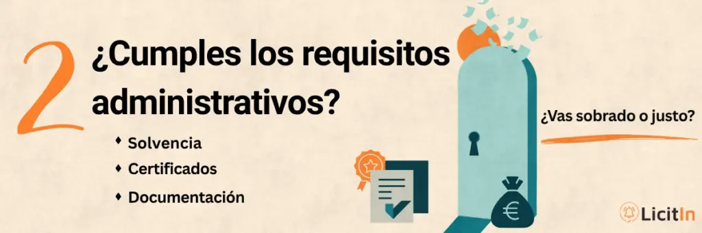 Visual del paso 2 de la guía creada por LicitIn e InferIA: ¿Cumples los requisitos administrativos?
